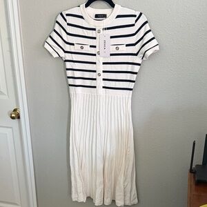 Black and White Striped Midi Dress